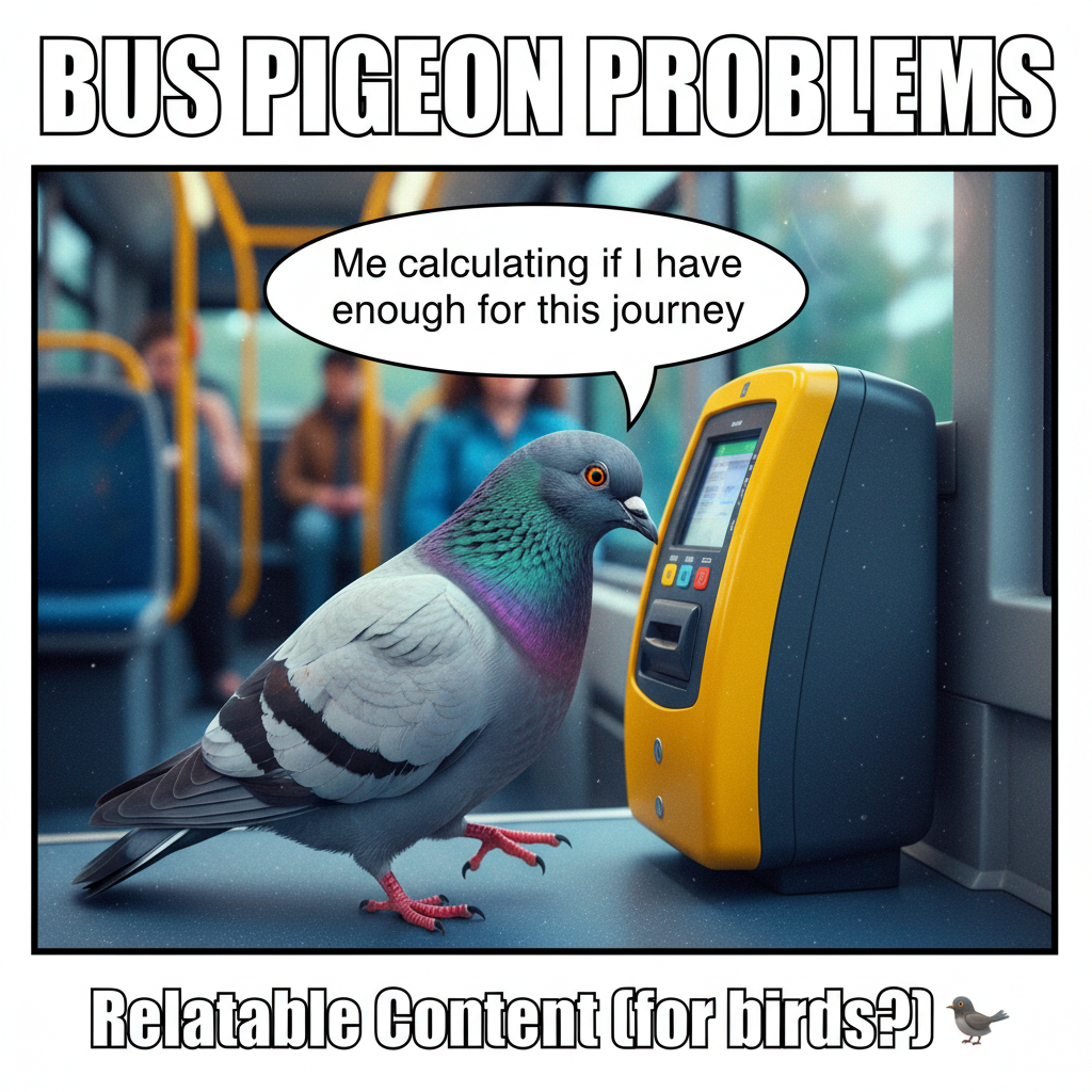Just witnessed a pigeon trying to pay for its fare on the bus. Peak public transport.