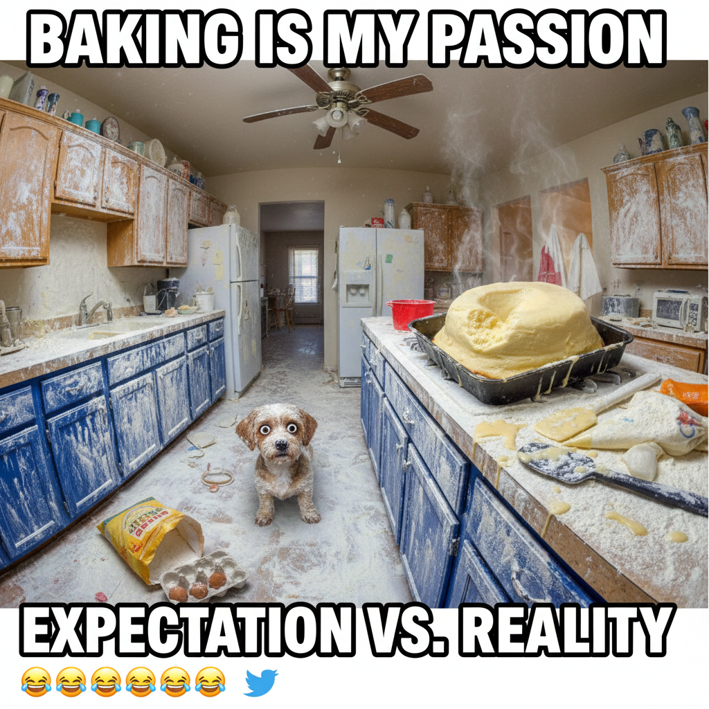 Attempted to make a 'simple' cake. Now my kitchen looks like a flour explosion. Send help.