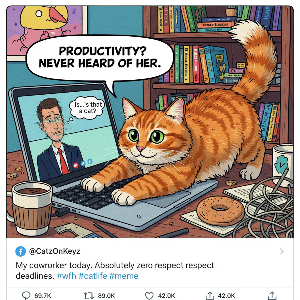 My cat just walked across my keyboard during a Zoom meeting. Client saw everything.