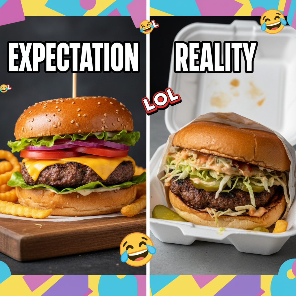 Ordered a gourmet burger, got something that looks like it lost a fight with a truck. #FoodDeliveryFail