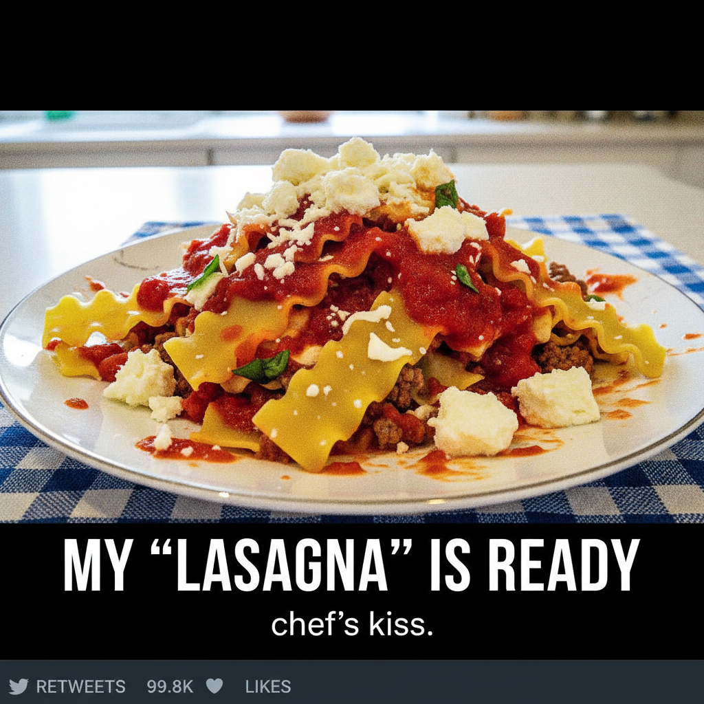 Attempted to make a 'deconstructed' lasagna. It's just a pile of ingredients.