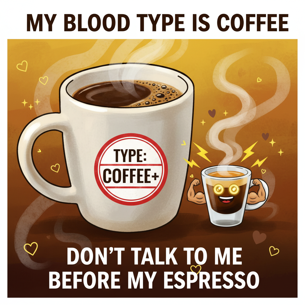 My blood type is coffee. My spirit animal is a triple espresso shot.