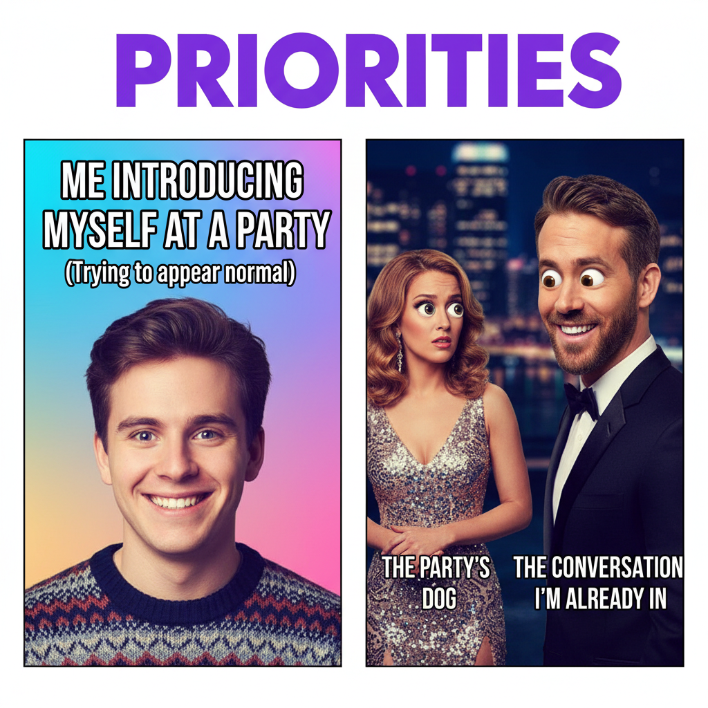 Me trying to act normal after seeing my ex vs. the 'distracted boyfriend' meme guy.