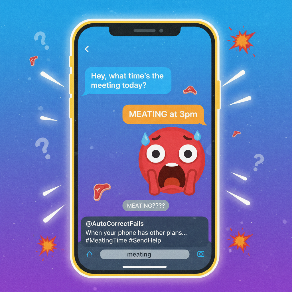 Autocorrect changed 'meeting' to 'meating.' My boss thinks I'm a cannibal.