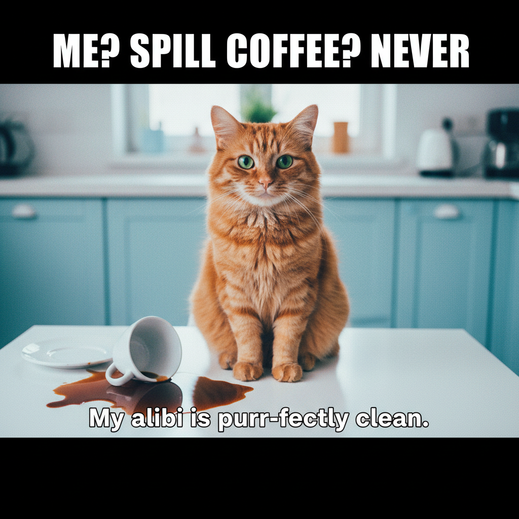 My cat just knocked over my coffee cup and then stared at me like I did it. The audacity!