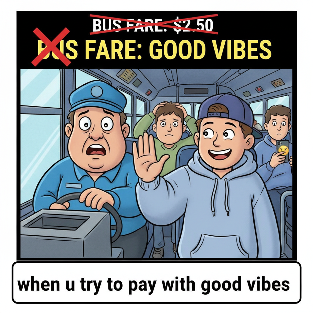 Someone just tried to pay for their bus fare with a single, very enthusiastic high-five.