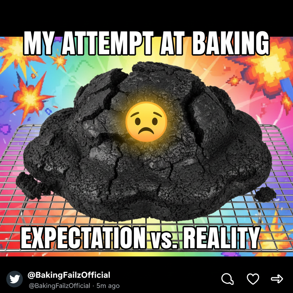 Tried to make a 'simple' cake. It now resembles a deflated alien spaceship. Send frosting.