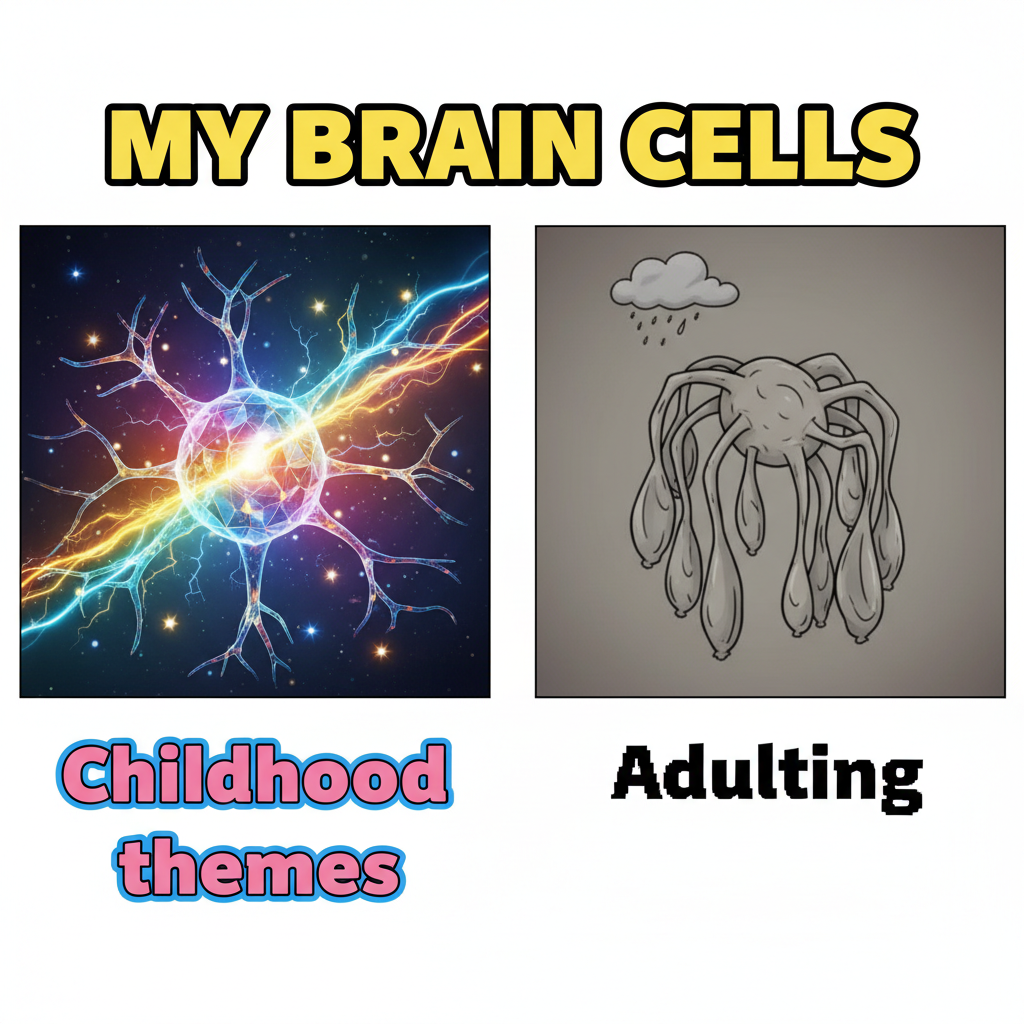 My brain cells trying to remember childhood cartoon theme songs vs. my actual responsibilities.