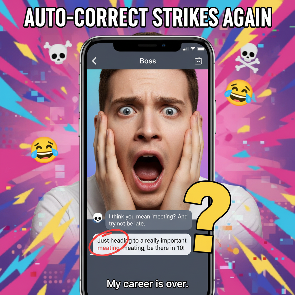 My phone autocorrected 'meeting' to 'meating'. Boss thinks I'm a cannibal. Send help.