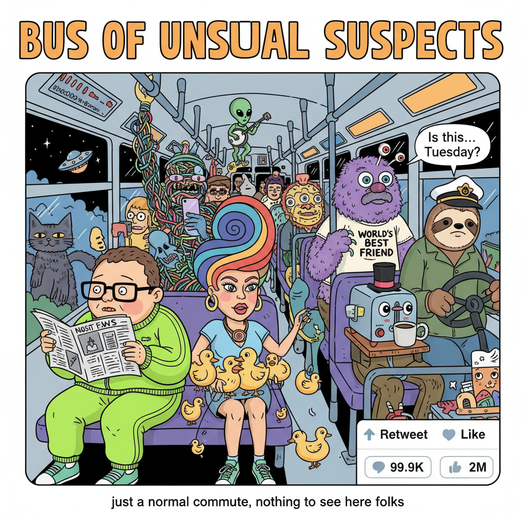 Public transport: where you witness humanity at its most... interesting. Never a dull ride.