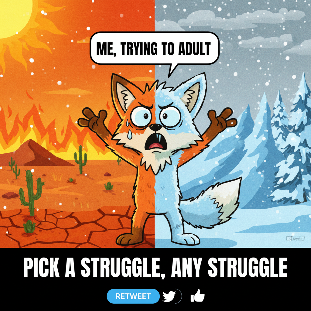 It's either 100 degrees or snowing. My region has no chill. Literally.