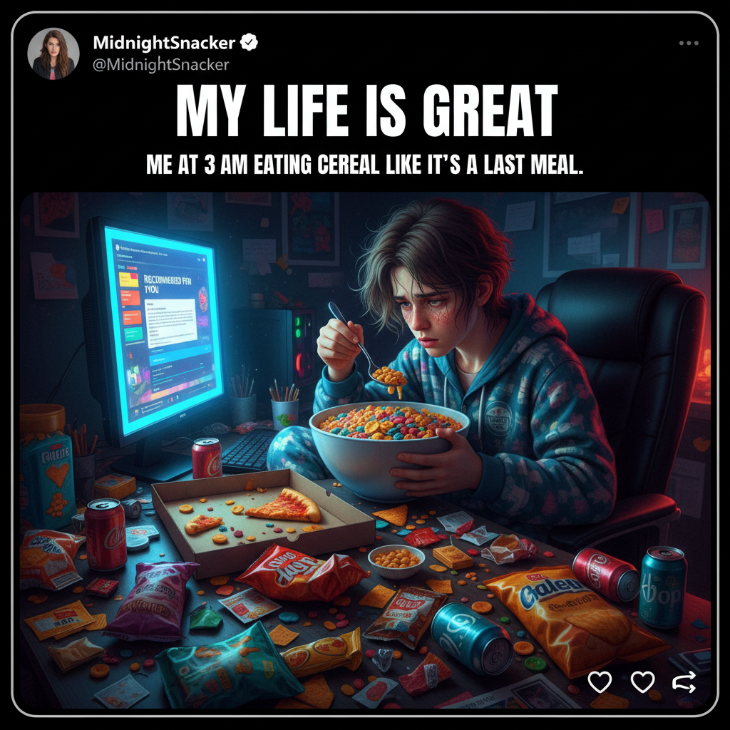 Day 3 of my 'eat healthy' resolution: currently eating cereal for dinner. Again.