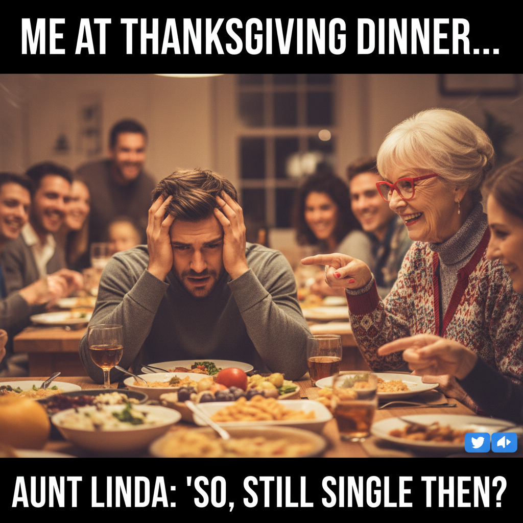 Aunt Carol just asked if I'm 'still single' for the 5th time. It's only appetizers.