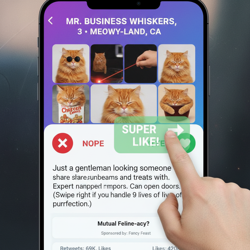 Matched with someone who only posts pics of their cat. I think I'm dating a cat distribution system.