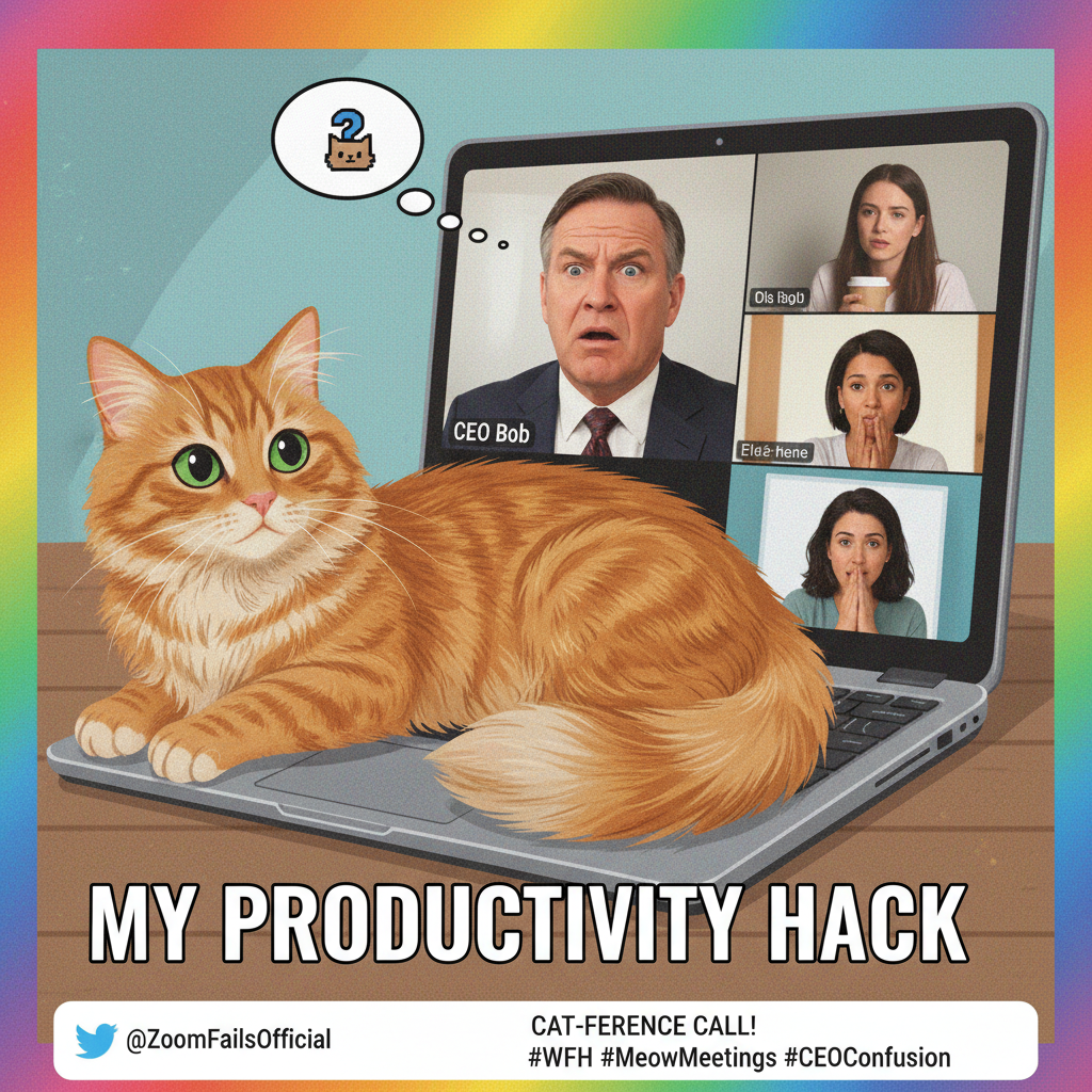 My cat just walked across my keyboard during a Zoom call with the CEO. He's now 'Mr. Meowgi'.