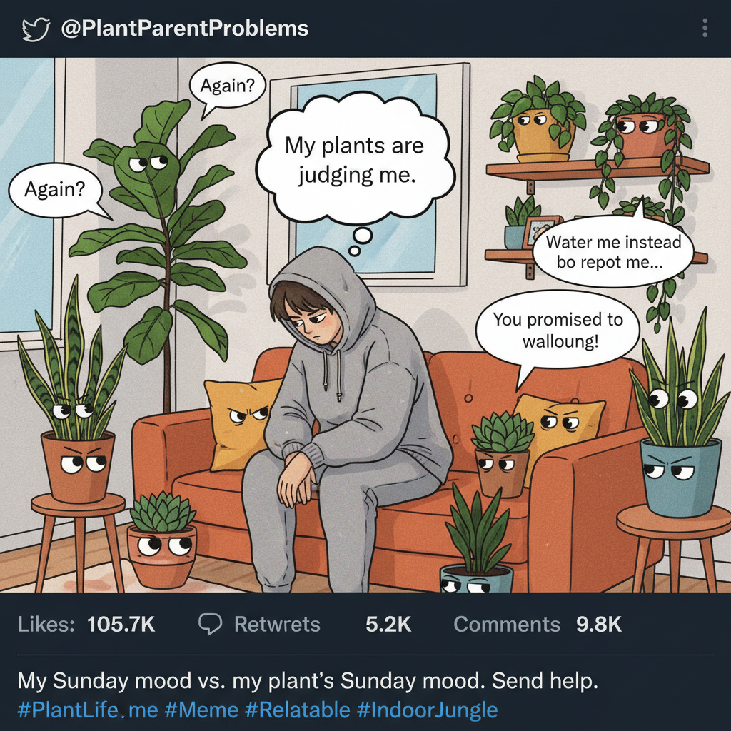 Seasonal depression hitting so hard, my houseplants are judging my life choices.