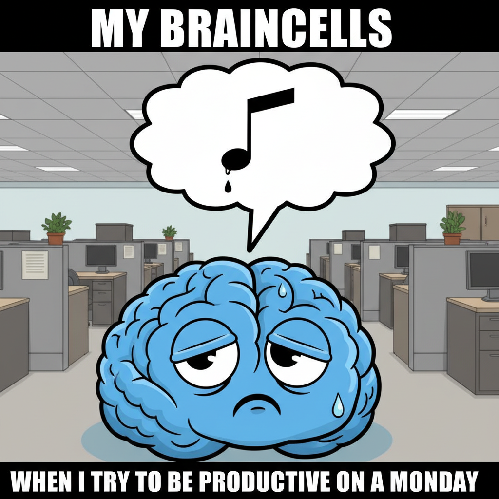 My brain on Monday morning is just elevator music playing in an empty room.