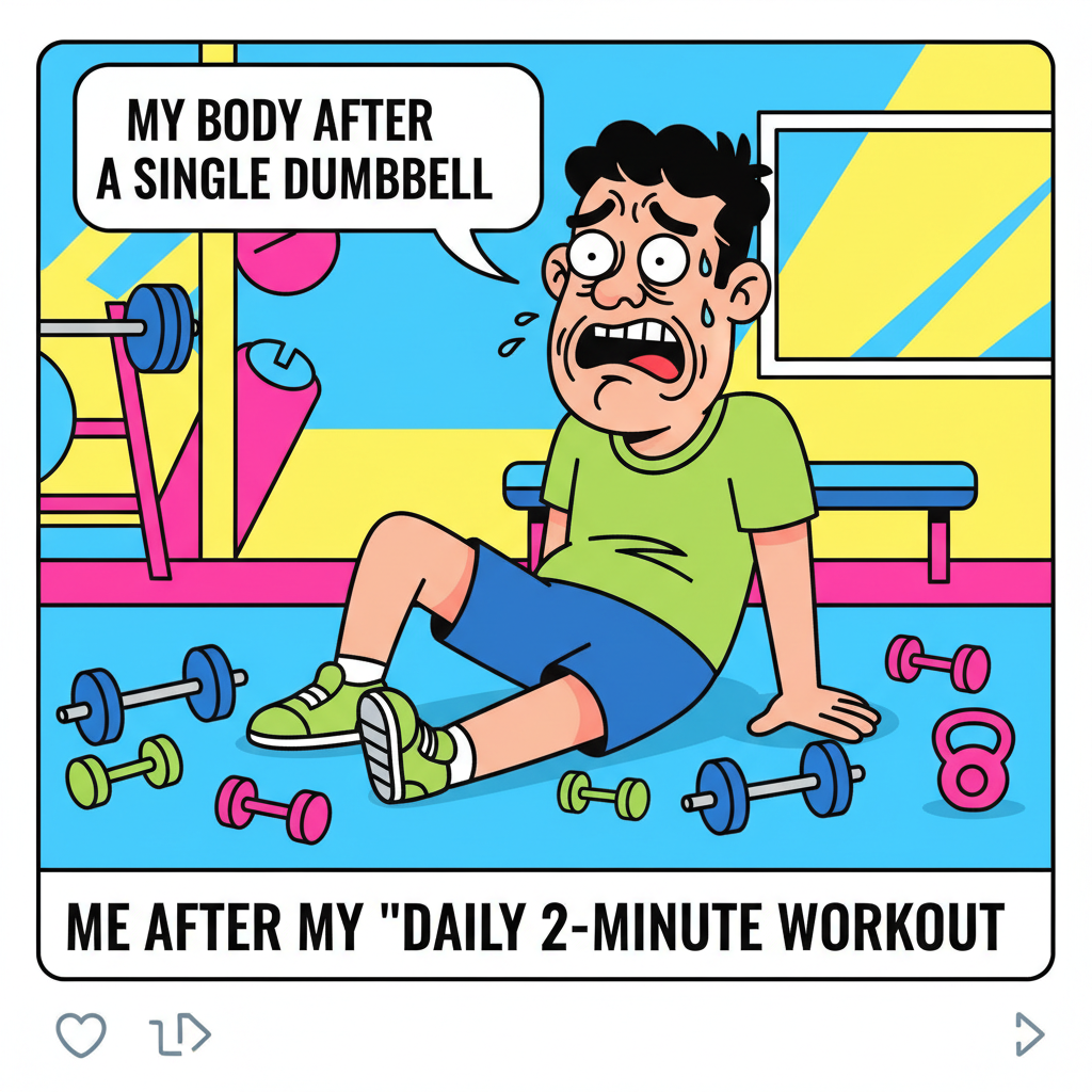 Went to the gym. Did one rep. Now I'm sore for a week. Send help and protein.