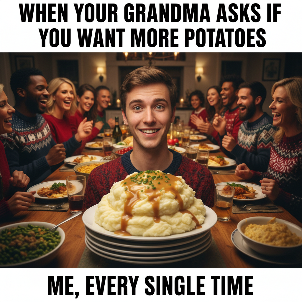 Grandma asked if I'm 'seeing anyone.' My plate of mashed potatoes is my current relationship.