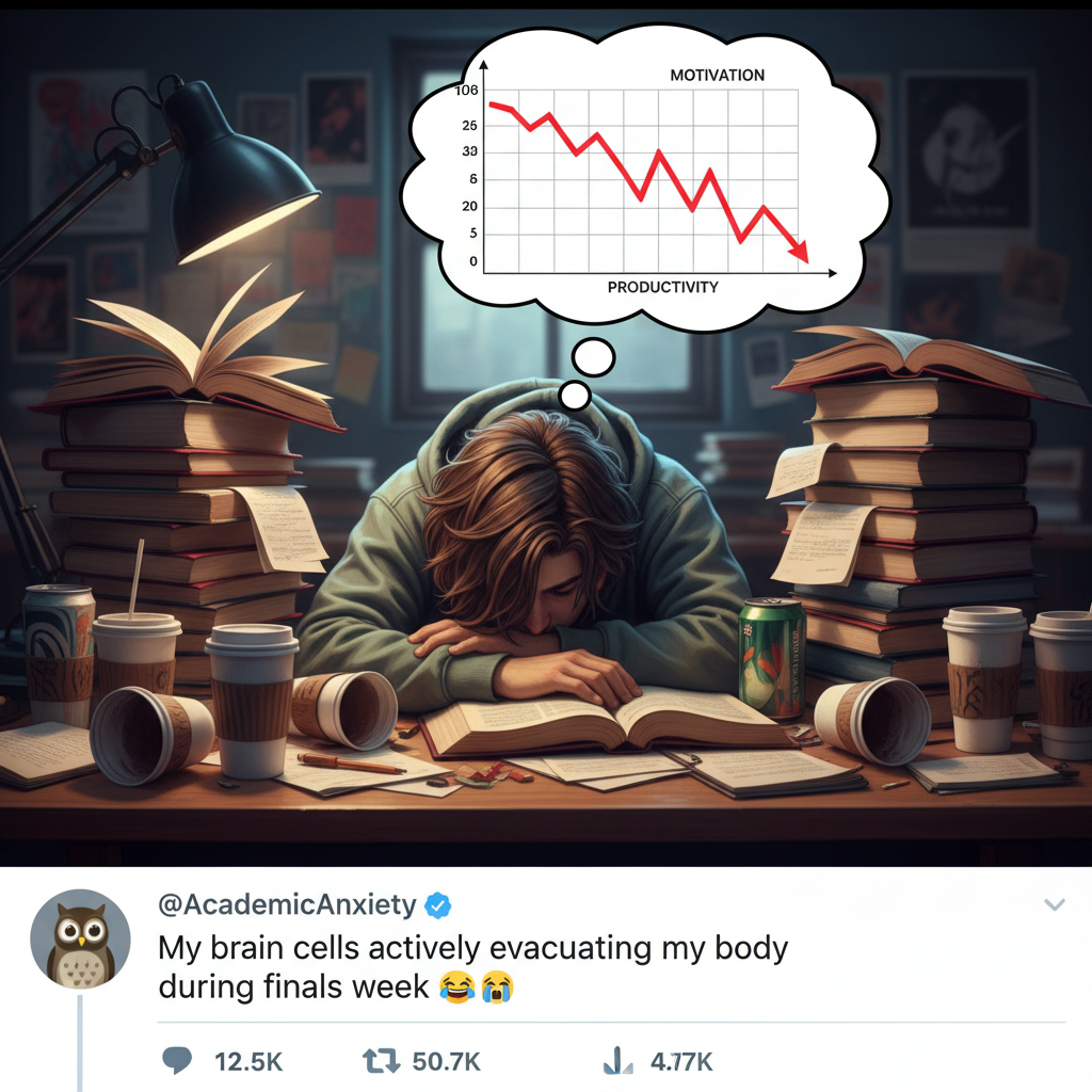 My brain cells during exam season: 📉 My caffeine intake: 📈 Send snacks and good vibes.