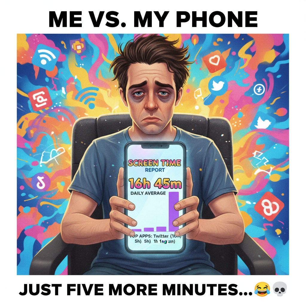 My screen time report just called me out. I spend more time scrolling than sleeping. Send coffee.