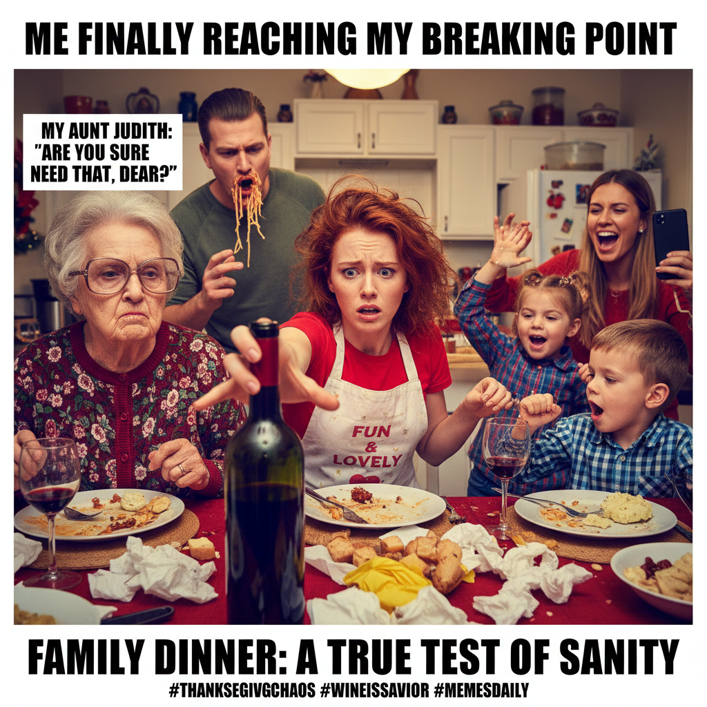 Aunt Carol just asked if I'm 'still single' for the 5th time. Pass the wine, it's holiday dinner.