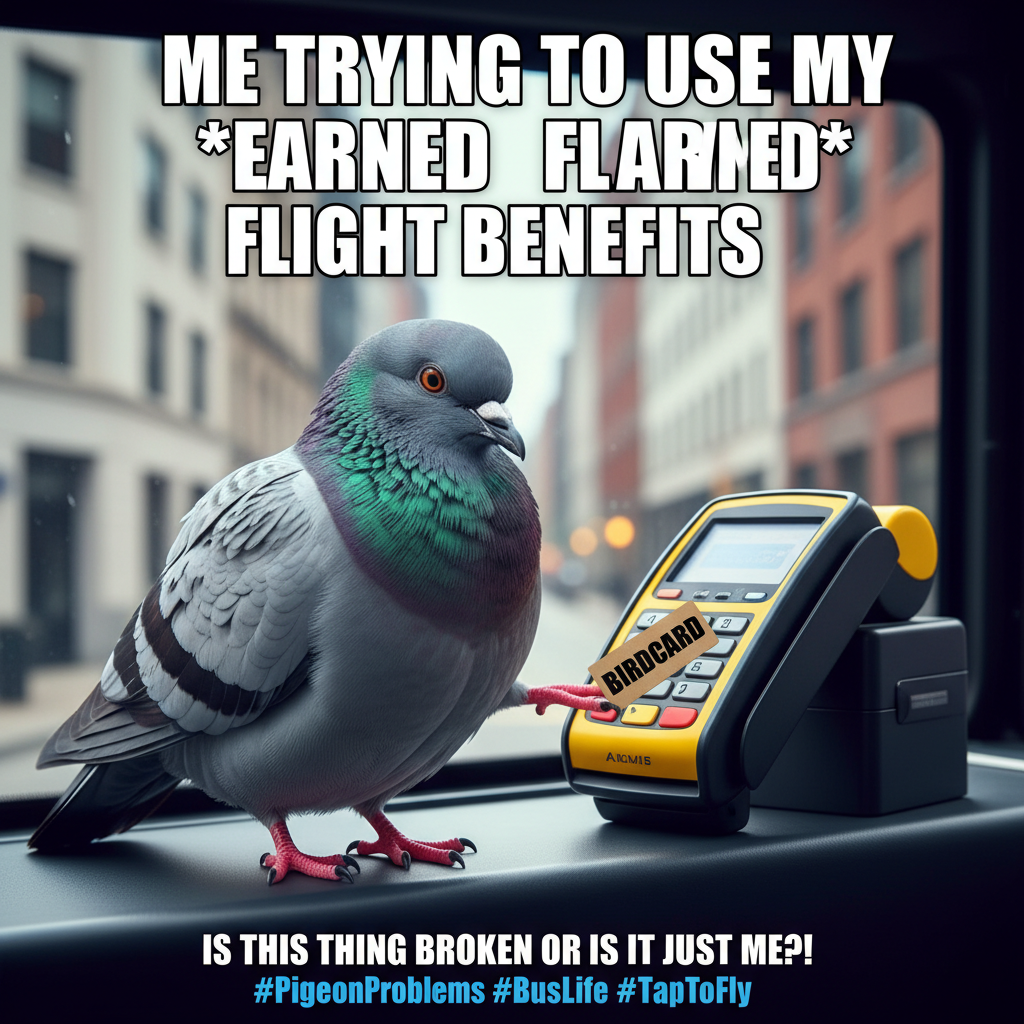 Just witnessed a pigeon trying to pay for its bus fare. Peak public transport chaos.