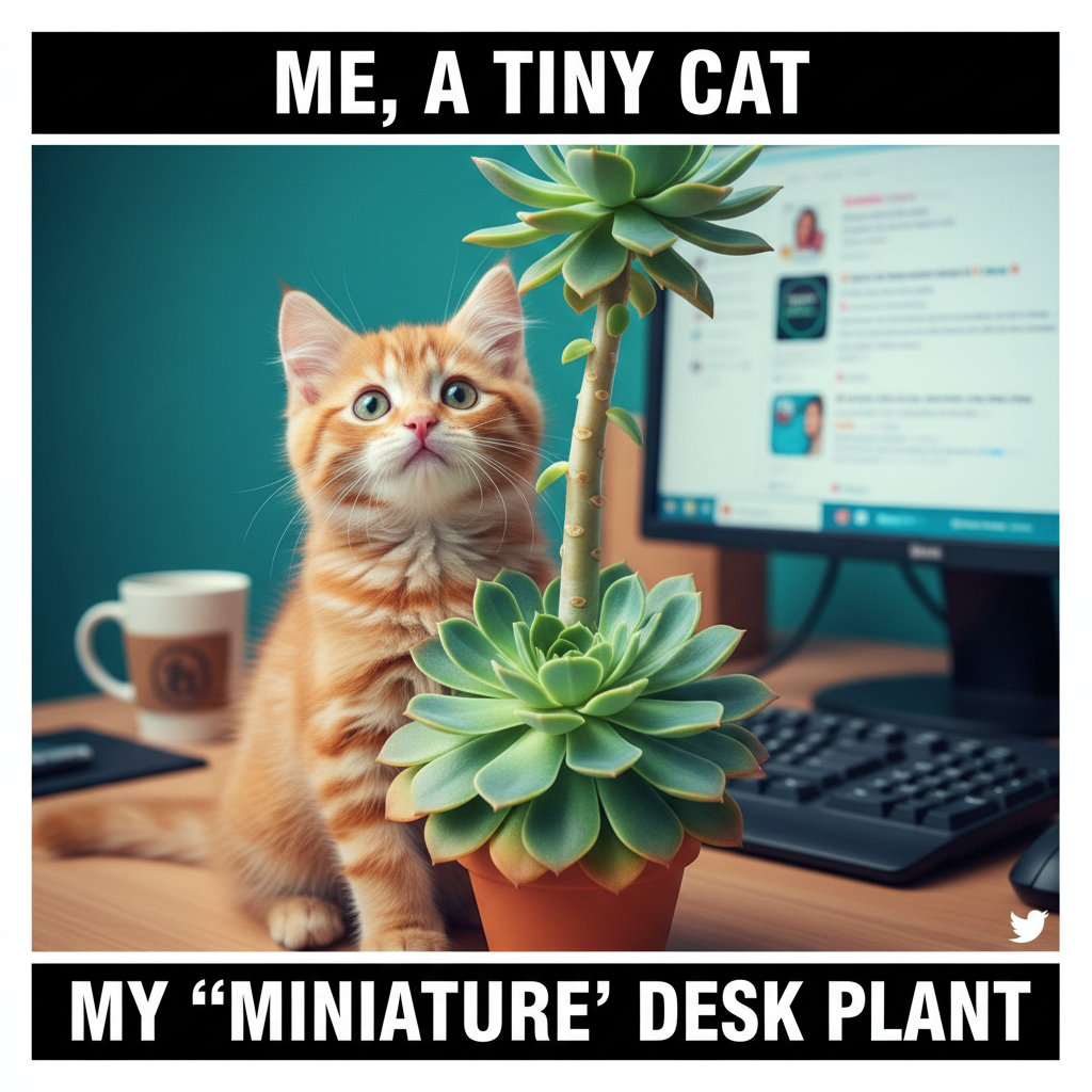 Bought a 'miniature' desk plant. It's bigger than my cat. Online shopping is a gamble.