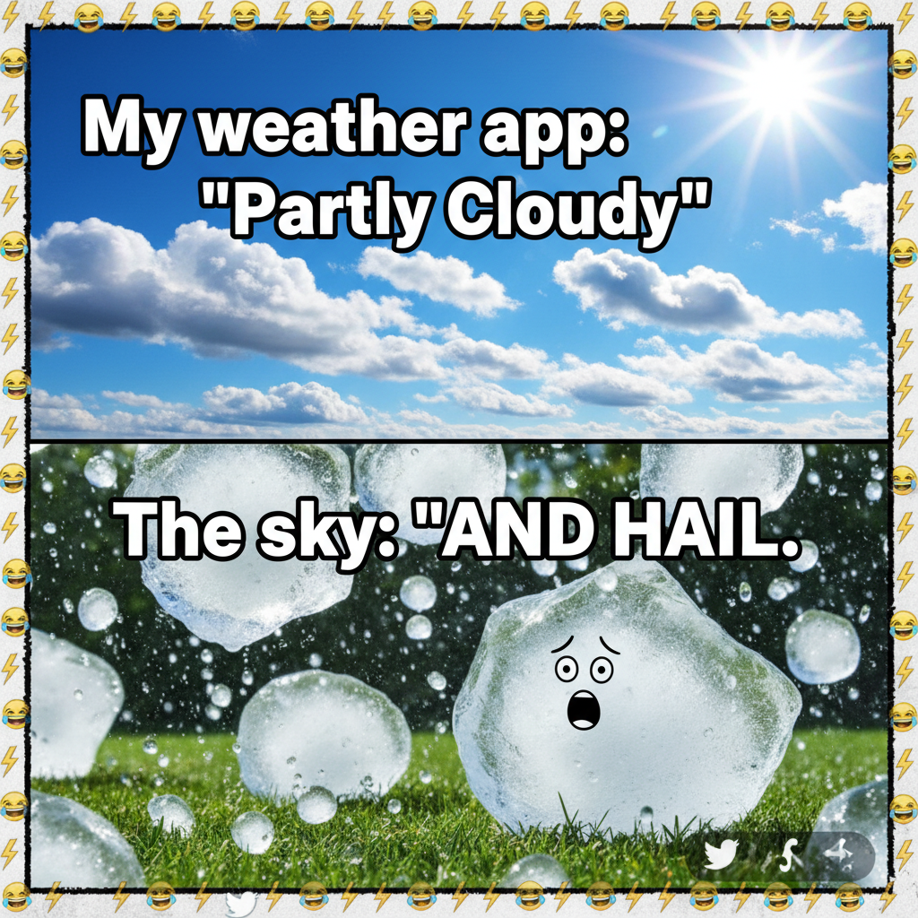 It's 70 degrees and sunny, but also hailing. The weather is having an identity crisis.