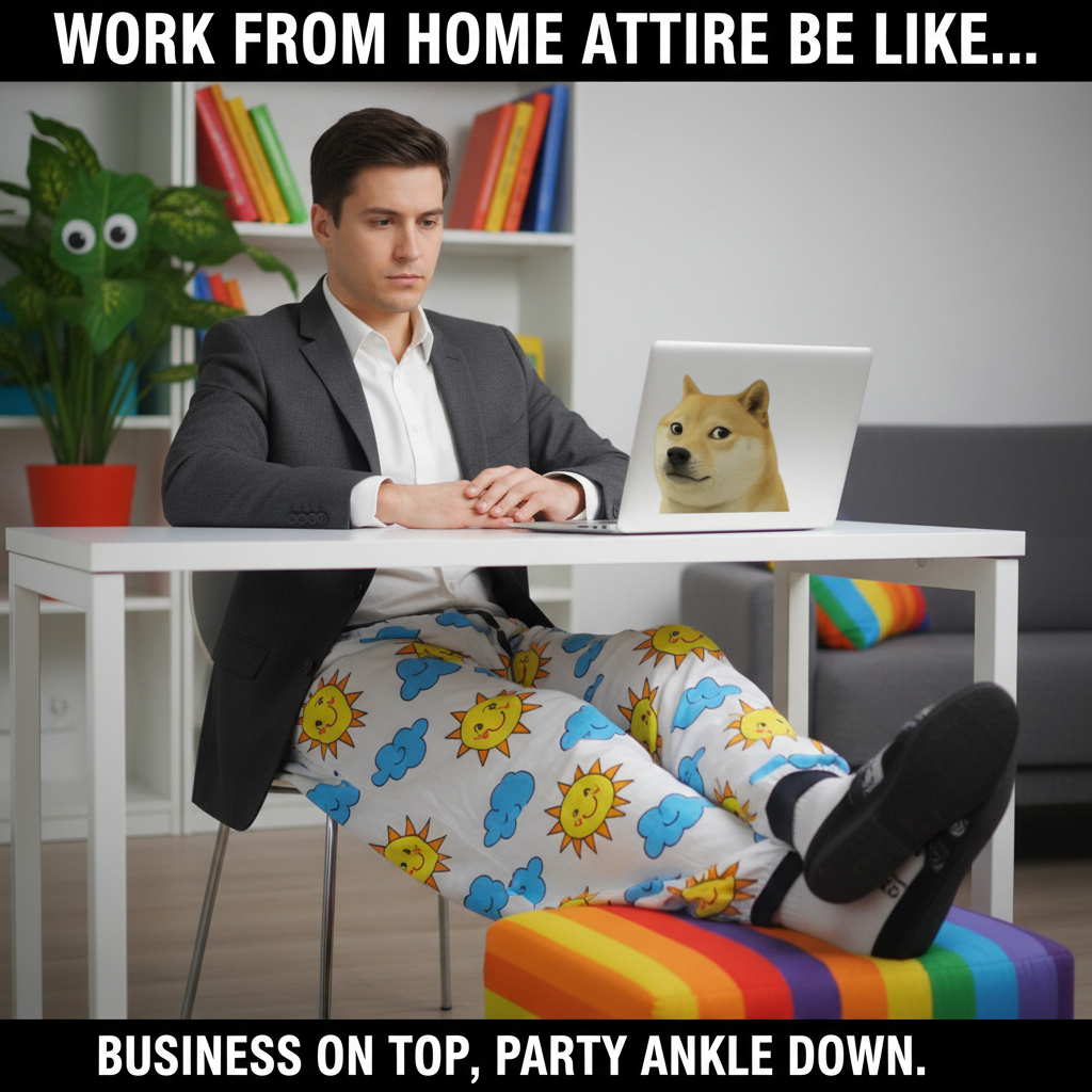 My 'professional' WFH outfit is a blazer over pajamas. Don't judge me. 💻👖