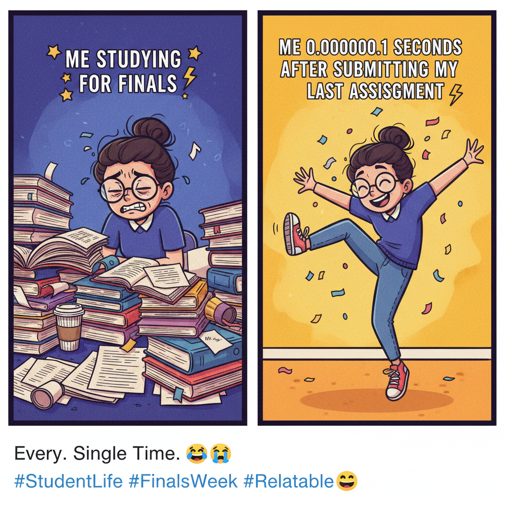Me trying to study for exams vs. my brain trying to remember every TikTok dance. 📚🎶