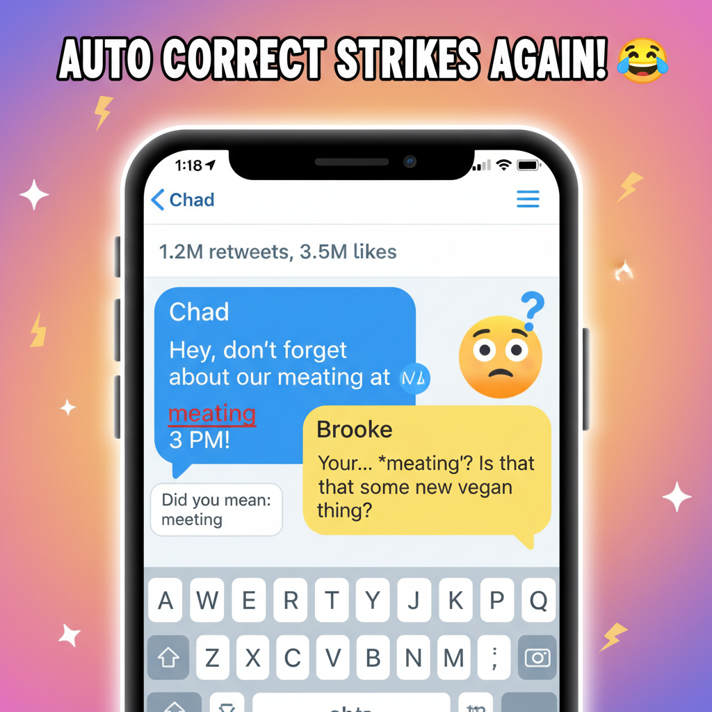 Autocorrect changed 'meeting' to 'meating'. My boss is confused. 🤦‍♀️