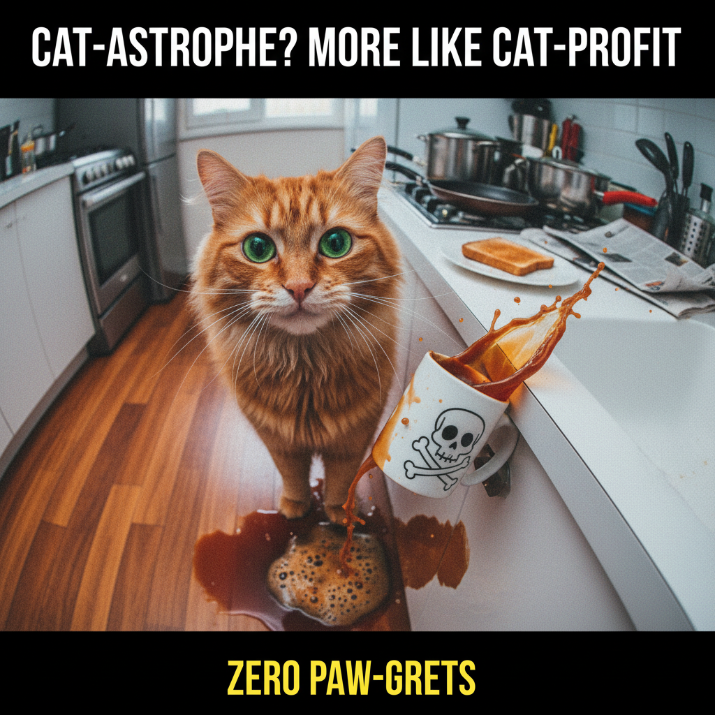 My cat just stared at me while knocking my coffee off the counter. The audacity. #PetLife