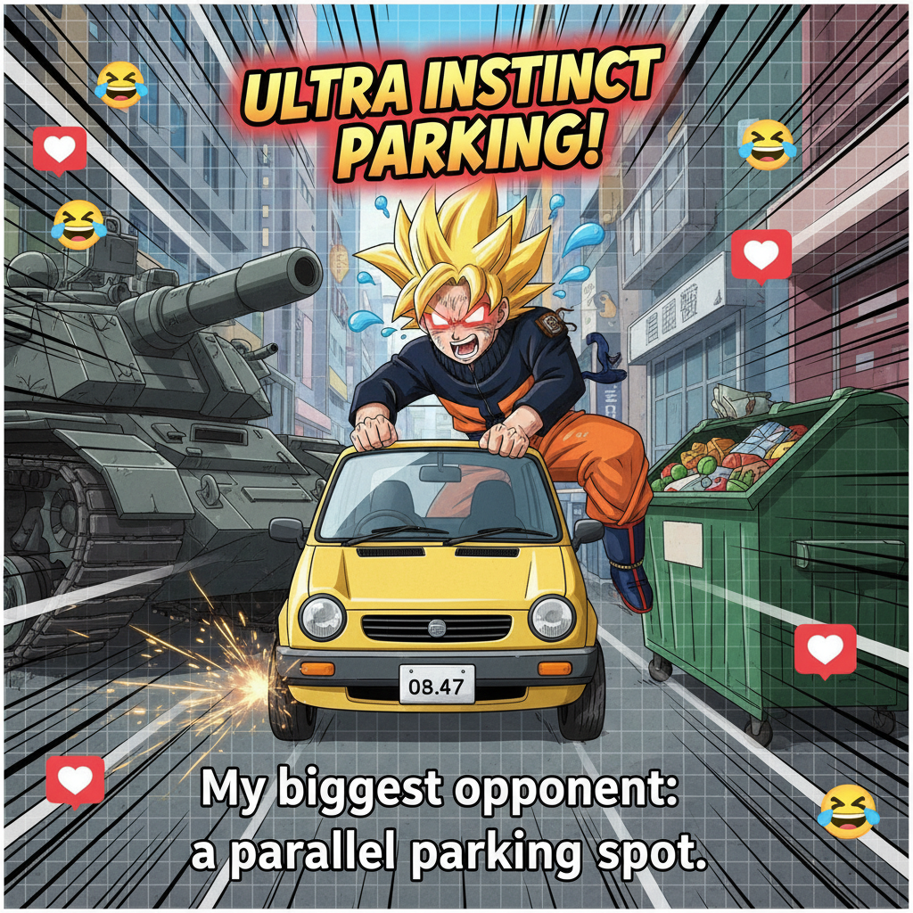 Me trying to use my anime protagonist power to parallel park. Spoiler: it didn't work. #AnimeIRL