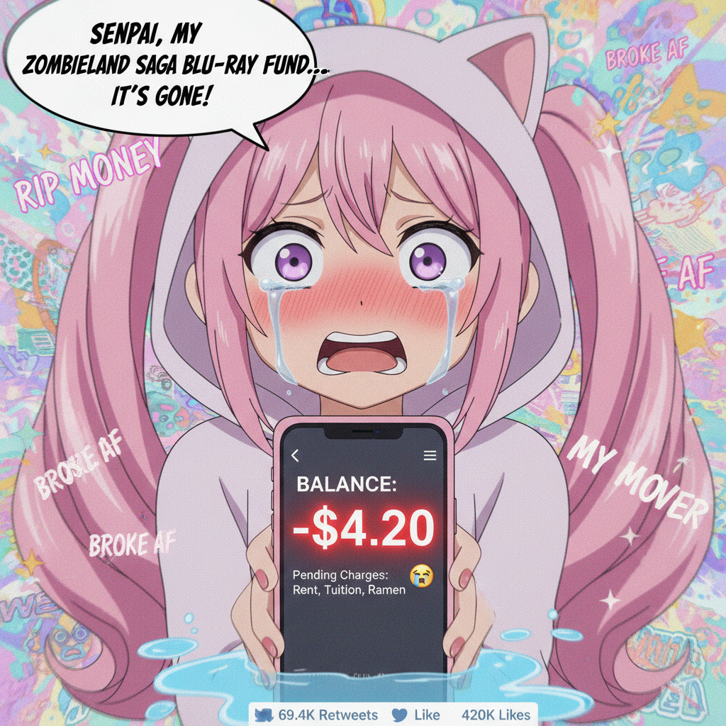 Me watching my bank account after payday like it's the final episode of an anime.