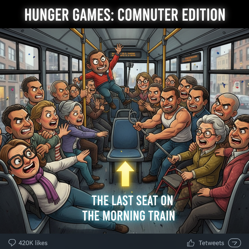 Just survived a public transport 'Hunger Games' for a seat. Wish me luck.