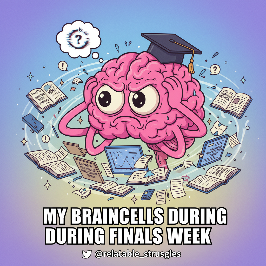 My brain during exam season: 'We're doing WHAT tomorrow?!'
