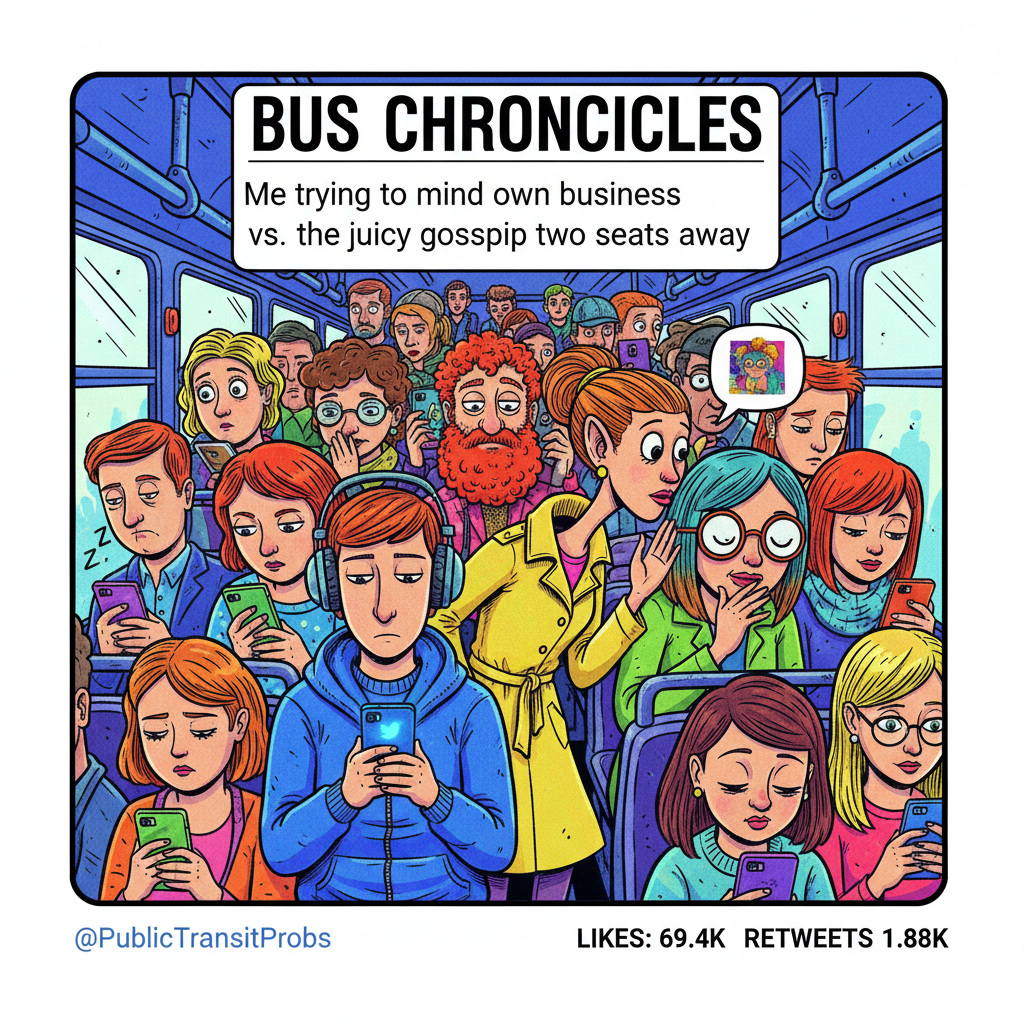 Public transport: where you learn more about strangers' lives than your own.