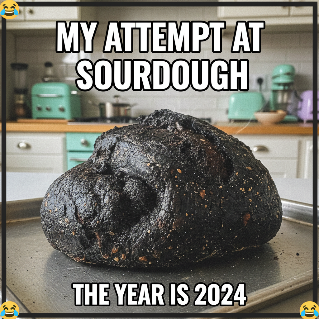 I tried to bake bread. It looks like a fossilized sponge. Send help.