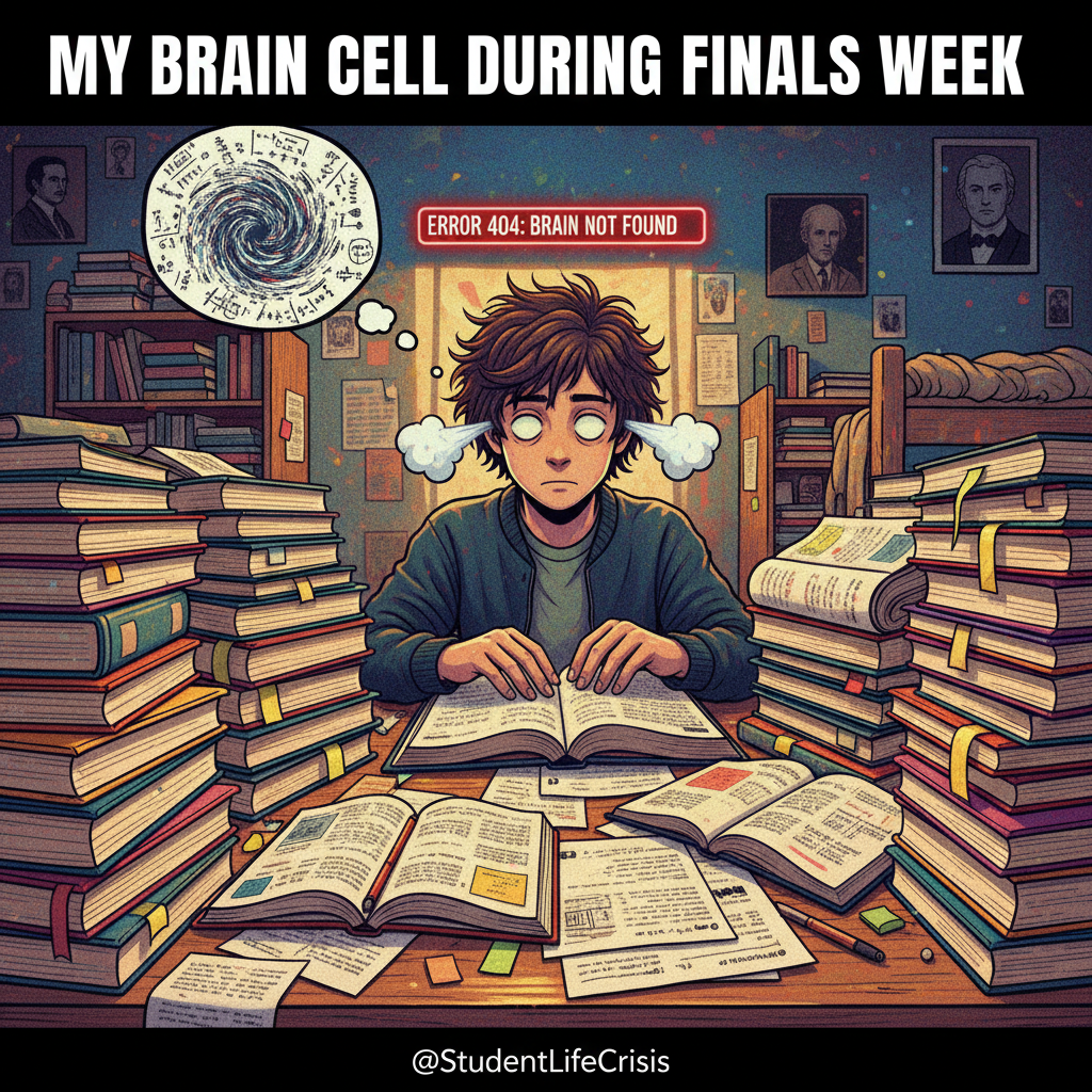 My brain during exam season: 'All knowledge has left the chat.'