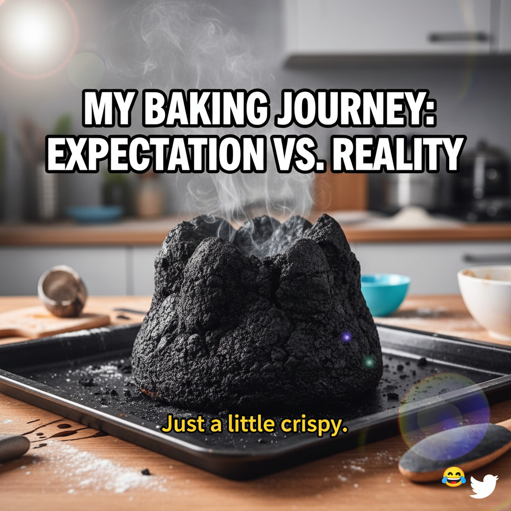 Attempted to bake a cake, ended up with a charcoal briquette. Send fire dept.