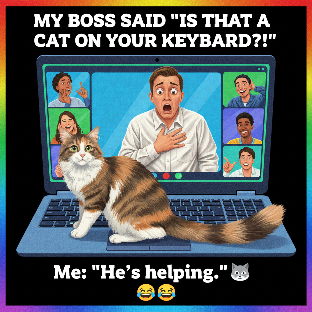 Someone's cat just walked across their keyboard during a Zoom meeting. Instant promotion.