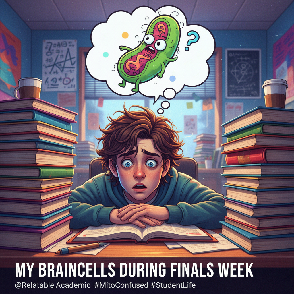 My brain during exams: 'The mitochondria is the powerhouse of the... wait, what was I studying?'