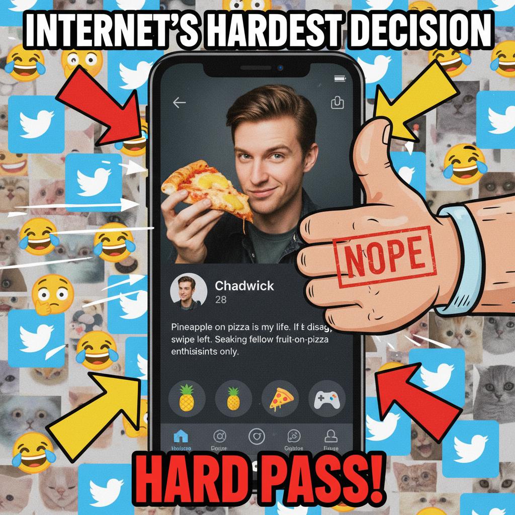 Matched with someone who thinks pineapple on pizza is a personality trait. Swipe left.