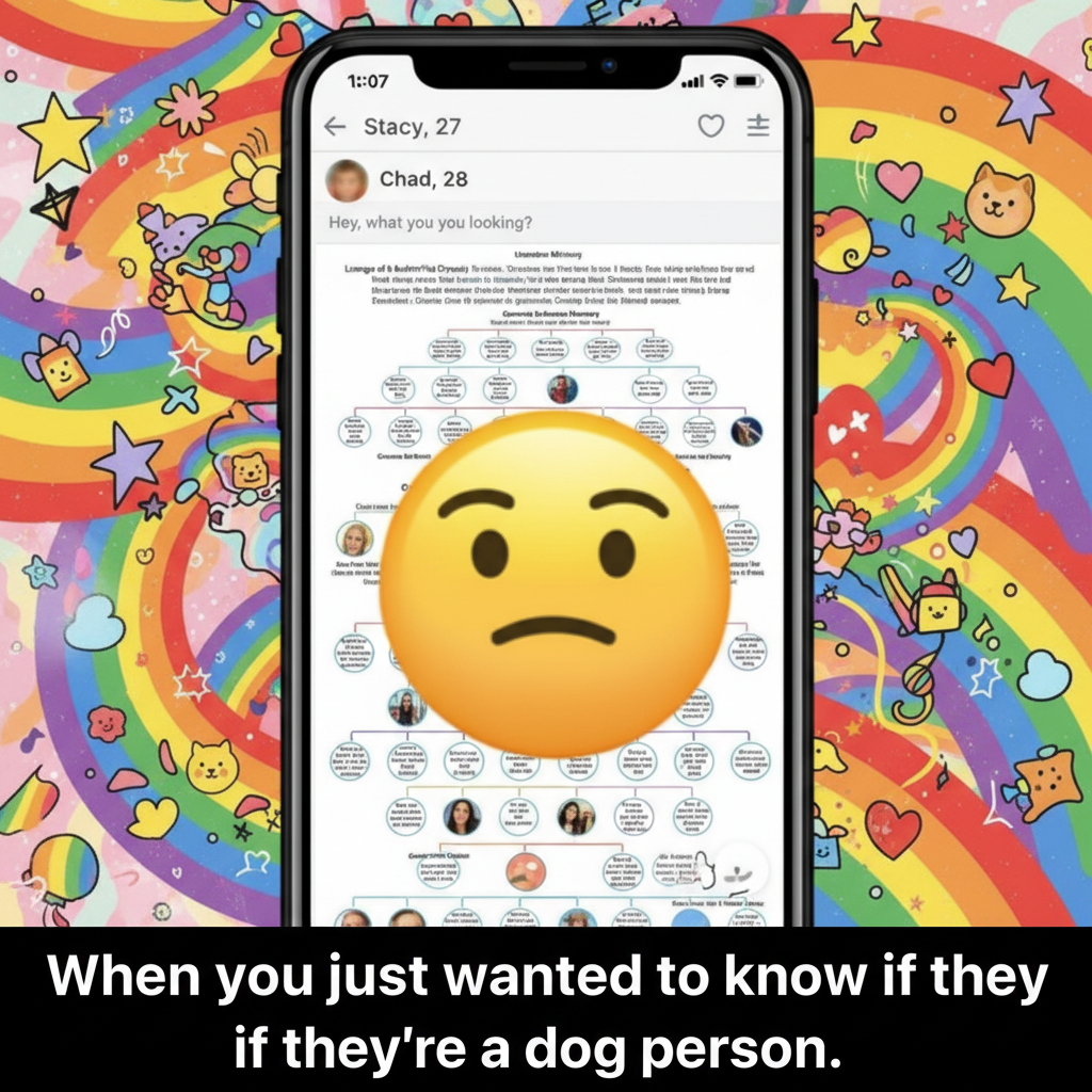 Matched with someone who sent me their entire family tree. I just wanted a coffee date.
