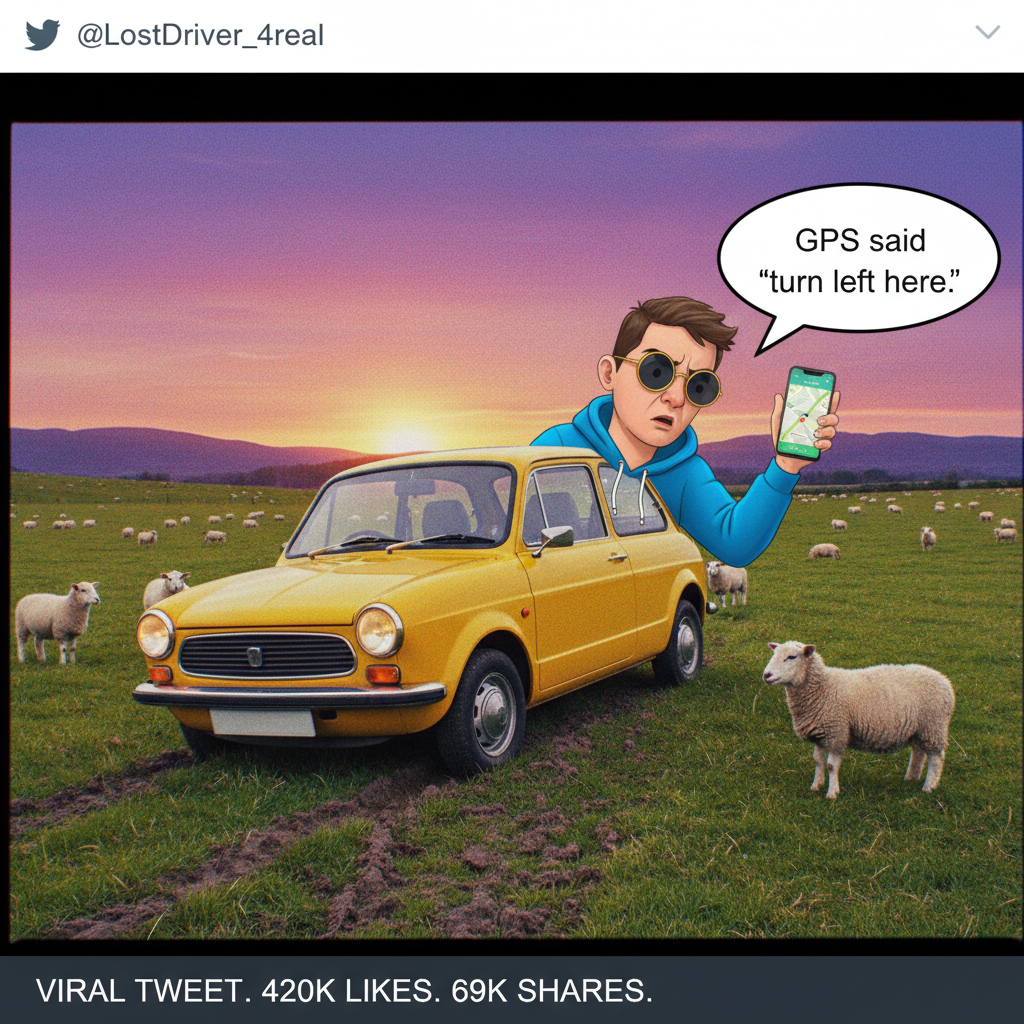 My GPS said 'turn left in 500 feet' then 'recalculating'. Guess I live here now.