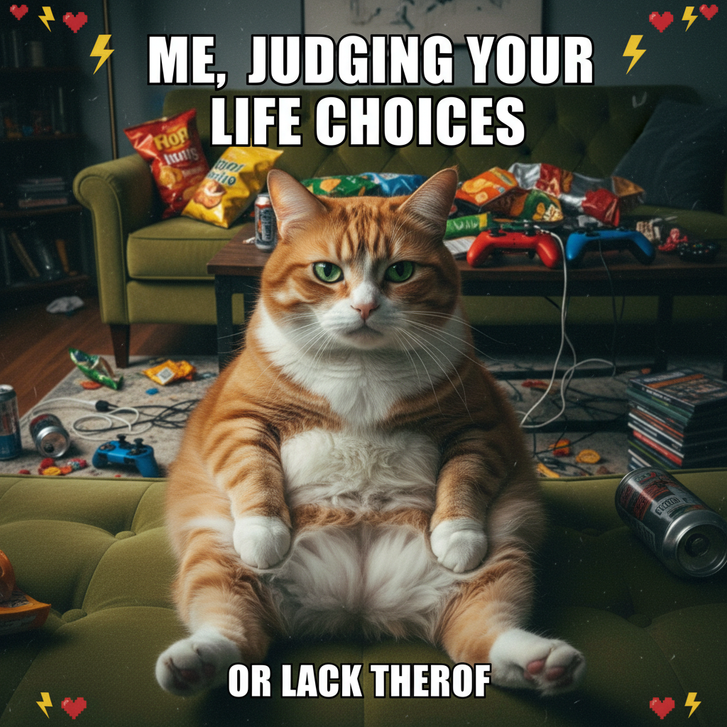 My cat judging my life choices like he pays rent