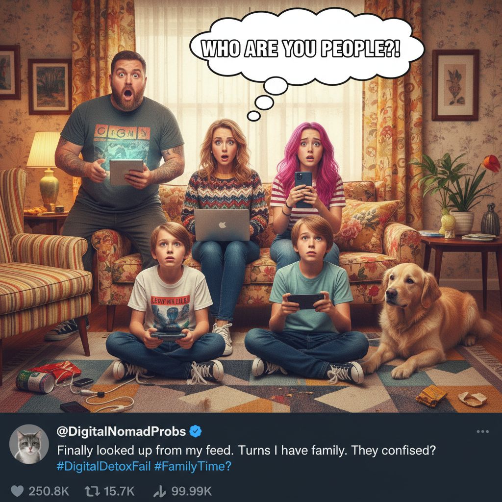 When the WiFi goes down and you remember what your family looks like.