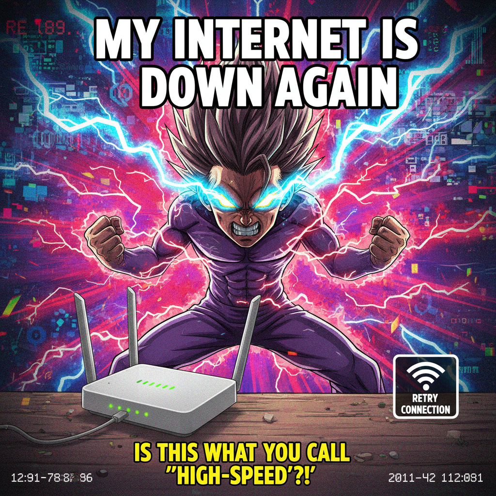 When the Wi-Fi cuts out mid-stream and my inner anime protagonist awakens. 😠⚡️