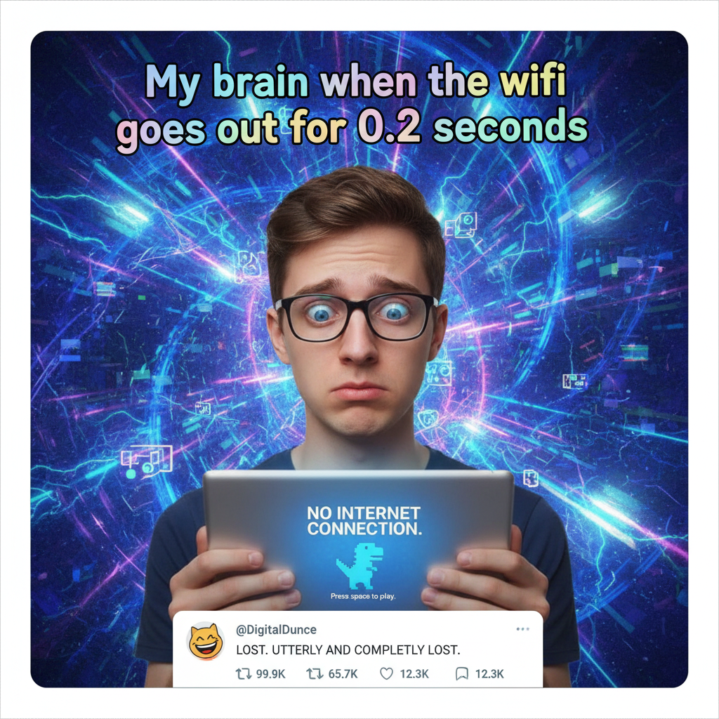 The moment the WiFi goes down, and you realize your entire personality is online.